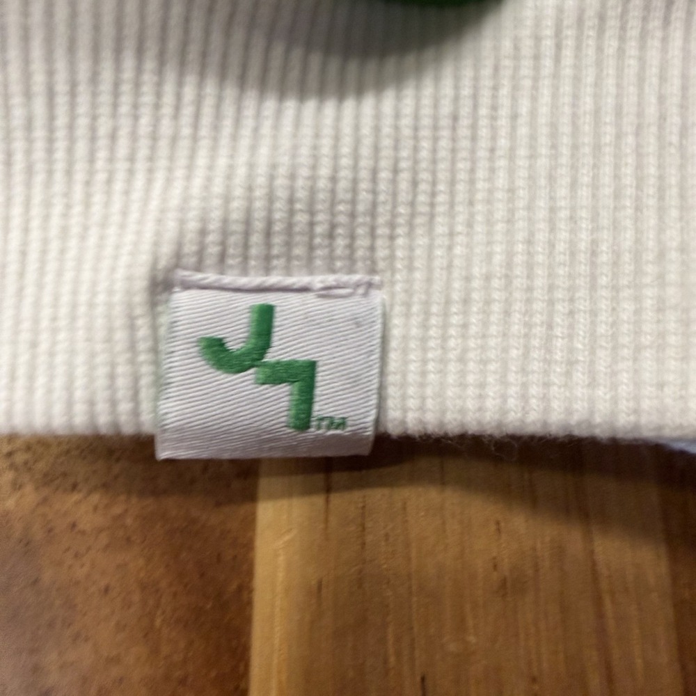NWT JoyLab Cropped Fit Green White Striped Womens Pullover Sweater Size S - Picture 2 of 8